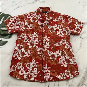 Dungeons & Dragons Mens Hawaiian Shirt Size L Orange Red Tropical Floral 2018
